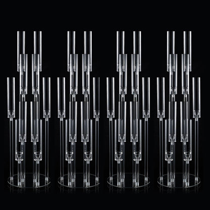 4 Sets 10 Arms Acrylic Candelabra Wedding Centerpiece,33.7Inches Floor Clear Candlesticks Holder with Acrylic Shade for Baby Shower Event Dinner Party Decoration(Fit 0.8Led Candles)
