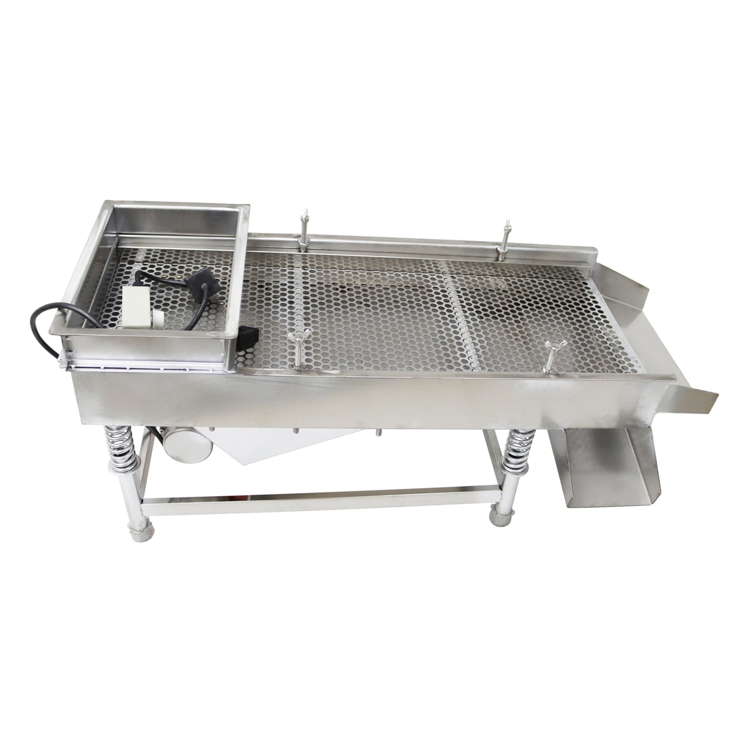 TECHTONGDA Straight Vibrating Sieve Screen Shaker Electric Linear Sifter Machine Stainless Steel One Layer One Motor 10mm Screen Size 11.8×29.5inch 110V