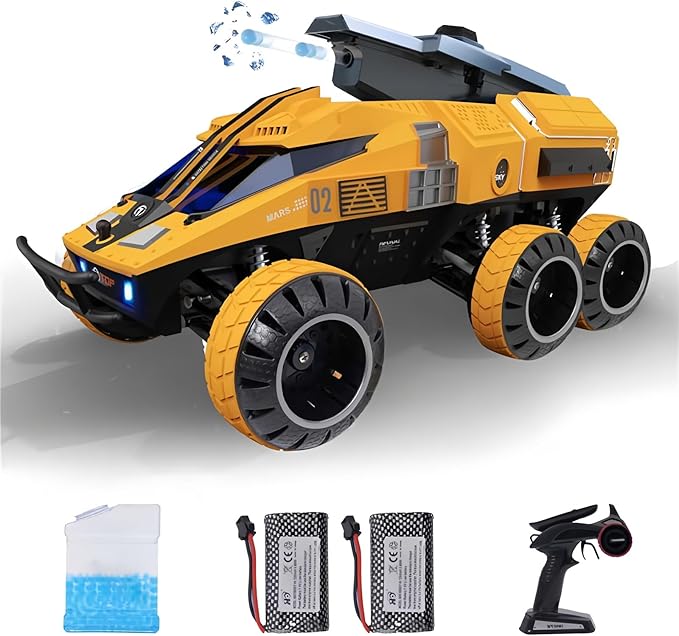 Remote Control Car 6-Wheel Drive 2.4GHz 1:12 RC Truck Toy Off Road with Headlights Turn Signal Lights and 2 Rechargeable Batteries Gifts for Kids Adults Age 8+ (Yellow)