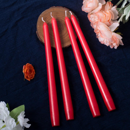 Everymoment Red Taper Candles - 12 Pack 10 Inch Candlesticks - Dripless & Smokeless for 8 Hours - Unscented Paraffin Wax - Ideal for Valentine’s Day Christmas Wedding Halloween Holiday & Home Decor