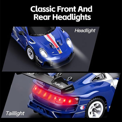 Wltoys 284019-A RC Drift Car 1:28 Scale 30KM/H High Speed RC Drift Car with LED Lights Gyroscope and Professional Chassis 2.4GHz 4WD RTR Rally Cars for Teens Adults (Blue)