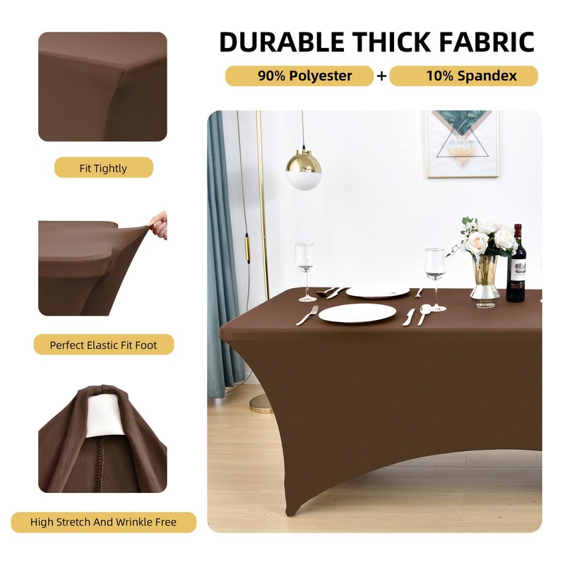 ZarzaaSik 10-Pack 6ft Spandex Table Covers for Rectangle Standard Folding Tables - Wrinkle Resistant Stretch Tablecloths - Ultimate Fitted Table Protector for Parties, Banquet, Wedding