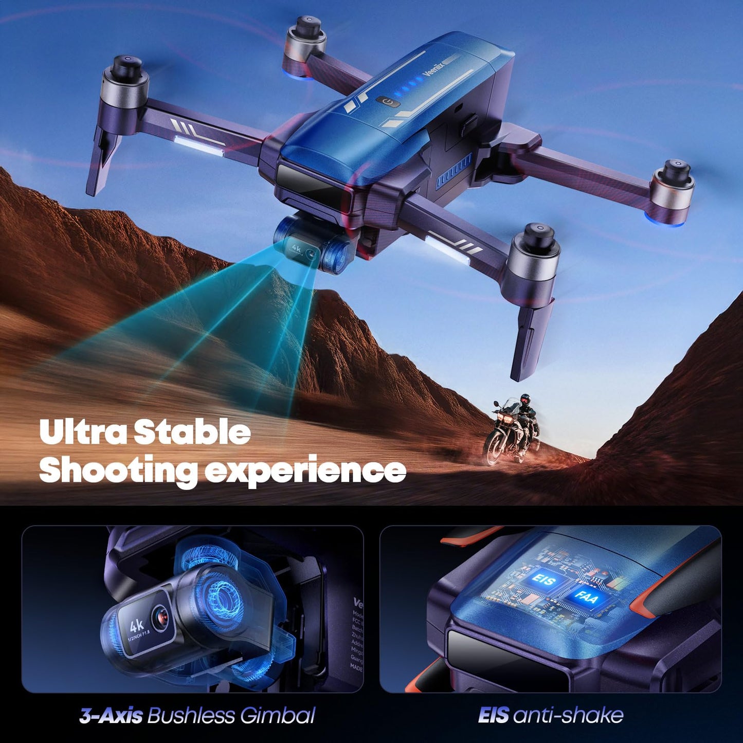 V11PRO Drone with 8K Camera for Adults, 3-Axis Gimbal Drones with 4K/30fps Video, 48 Million Pixels, 80min Flight Time with 2 Batteries, 6KM Video Transmission Quadcopter, Professional Drone