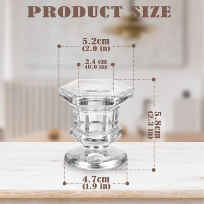 Potchen 18 Sets Glass Candle Holders Bulk Wedding Crystal Candlestick Holders Taper Candle Stands Table Centerpiece for Wedding, Baby Shower, Birthday Party Decorations(Clear,18 Pieces)