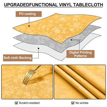 Smiry Rectangle Table Cloth, Waterproof Heavy Duty Vinyl Tablecloths, Wipeable Washable Table Cover for Kitchen and Dining Room (Mustard Yellow, 52" X 70")