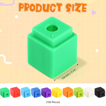 100 Pcs Black Linking Cubes for Math Counting Cubes Manipulatives Plastic Counting Block Manipulative Classroom Learning Supplies for Educational Preschool Activities Boy Girl (Black)