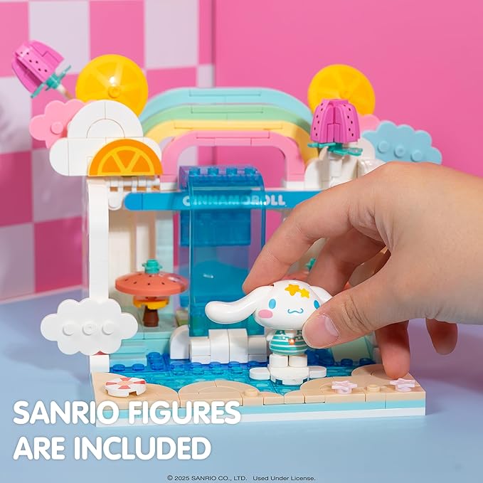 Hamee Sanrio Hello Kitty and Friends ‘Summer Wunderland’ Cute Water Theme Park Building Block Set Birthday Gift Party Favor Stress Relief Collectible Toy Compatible with Lego Block – Cinnamoroll