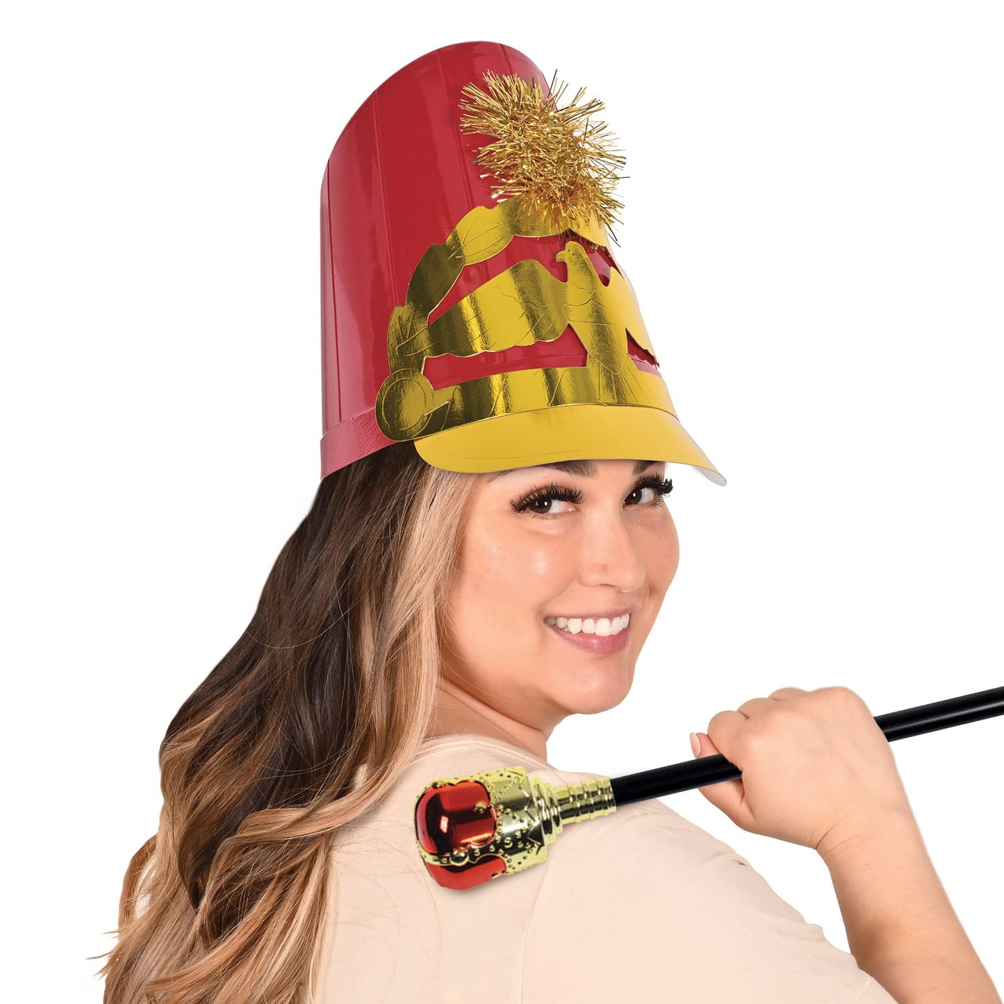 Beistle 66135-R 12-Piece Plastic Drum Major Hats, Red