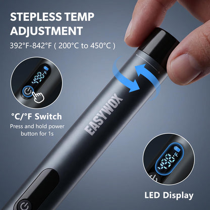 Electric Wire Stripping Machine & Cordless Soldering Iron Kit, 0.06"-0.67" Cable Stripper with 6 Channels 5 Blades & 35W All-Copper Motor, Rechargeable Soldering Pen 7S Fast Heating with LED Light & 3