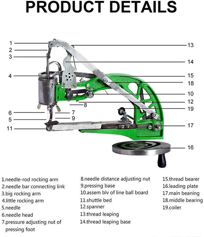 BACHIN Shoe Repair Machine Hand Cobbler Sewing Machine dual Cotton Nylon Line Sewing Machine Manual Leather Machine for Shoes Cloth Bags
