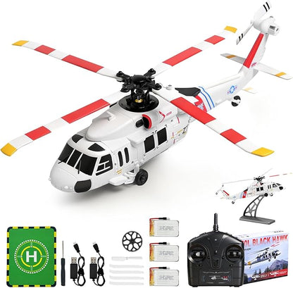 CKYSCHN UH60L Black Hawk RC Helicopter Brushless 4CH WLtoys K270 Remote Control Helicopter with Optical Flow Positioning for Adults 2.4G RC Aircraft 3 Batteries