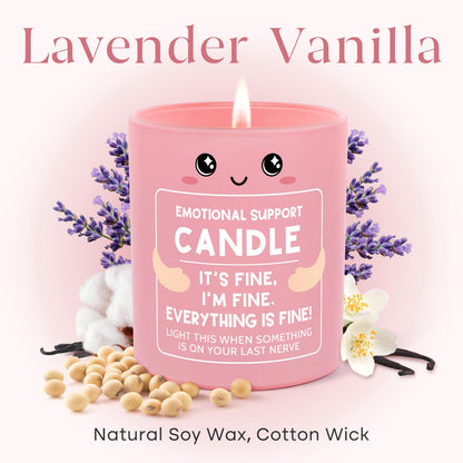 IDELTIME Funny Emotional Support Candle 10Oz, Cheer Up/Stress Relief/Self Care Gifts for Friends Sister Coworker Mom Wife, It's Fine I'm Fine Everything Is Fine Encouragement Scented Candles for Women