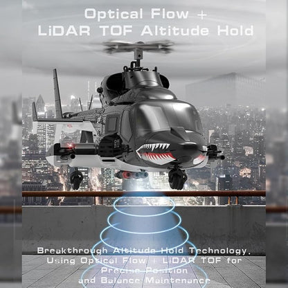 1/34 Scale AW-911 Air-Wolf RC Helicopter 2.4G 9CH Flybarless Airplanewith 6G/3D Stunt Mode and GPS Positioning (RTF Version/Mode 1/Mode 2)