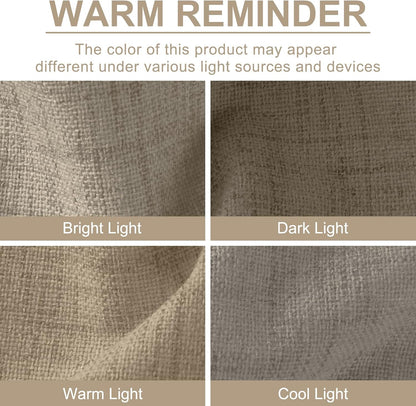 Skiennix 100% Blackout Linen Curtains - Thermal Insulated Drapes for Bedroom | 2 Panels, 50" W x 63" L