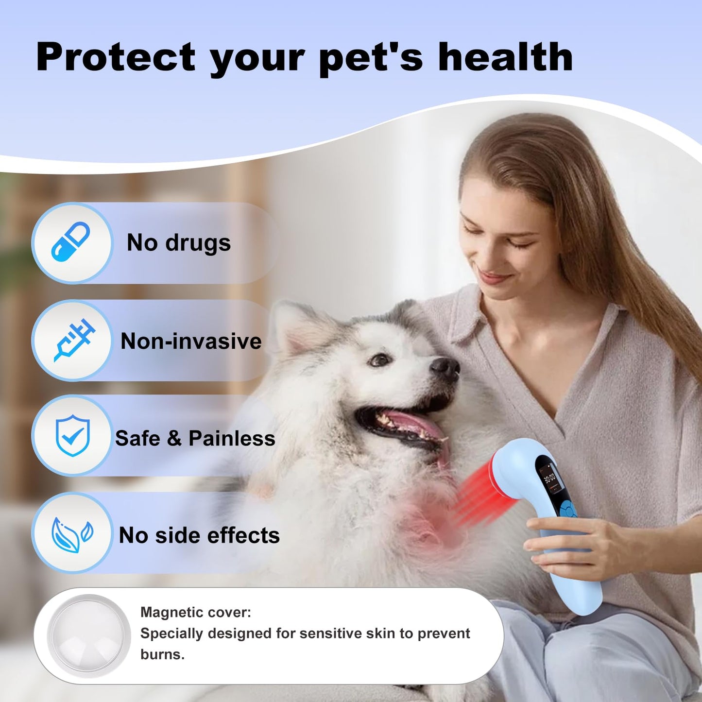 pinfriy 10*650nm 5*808nm LLLT Cold Laser Therapy Device for Human/Vet, Gentle Low-Level Laser Therapy Machine, 10Hz Pulsed Near Infrared Light Therapy Treatment for Joints Muscles Pain Relief, Blue
