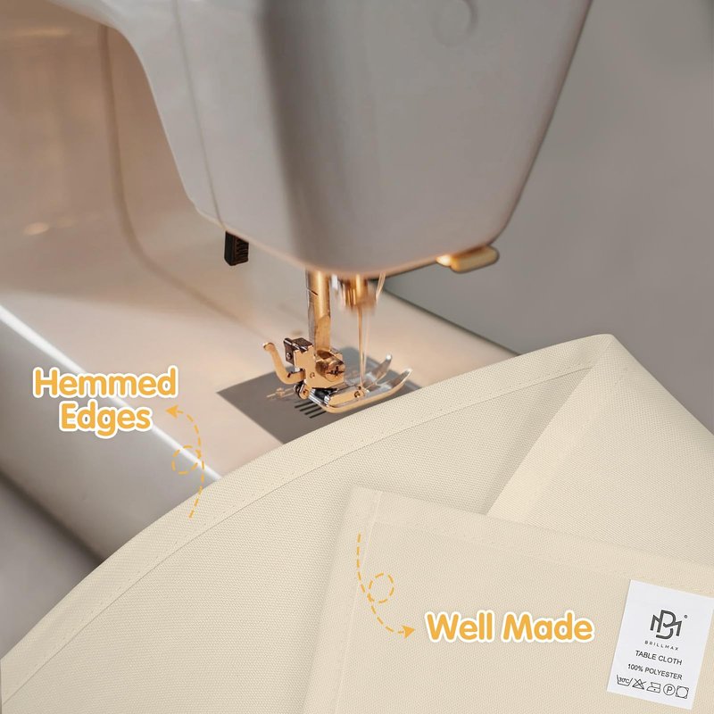 BRILLMAX 8 Pack Beige Tablecloths 60 x 126 Inch for 8ft Rectangle Tables - 150 GSM Polyester Fabric, 15" Standard Drop, Water, Stain & Wrinkle Resistant Cloth Cover for Wedding Banquet Dining Buffet