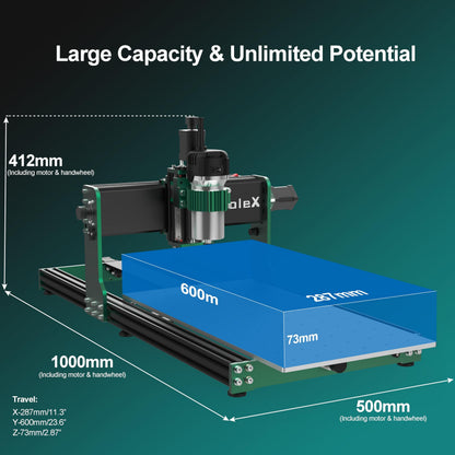 AnoleX CNC Router Machine 3060-Evo Max, All-Metal XYZ Axis Dual Steel Linear Guides with 800W Trimmer Router, ideal for Cutting Aluminum, Brass, Stainless steel, Wood, Acrylic, MDF, Plastics