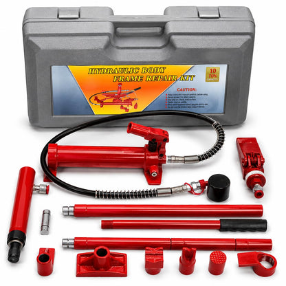 XtremepowerUS 4 Ton Porta Power Hydraulic Jack Body Frame Repair Kit Auto Shop Set Truck, Farm, Garage Auto Body Car Repair with Storage Case
