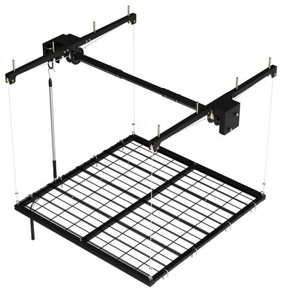 Patikuin Garage Ceiling Storage Rack,Storage Elevator for Garage,4x4 ft Overhead Lift Storage with 350 Lb Capacity,Smooth Crank System, Space-Saving Design for Garage Organization