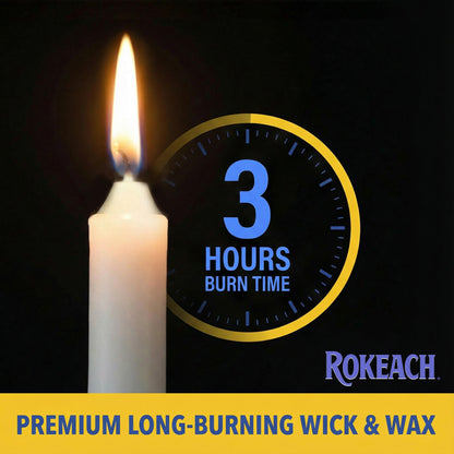 Rokeach Standard Shabbat Candles, 72 Count | White Paraffin Wax Sabbath Candles | 3-Hour Burn Time