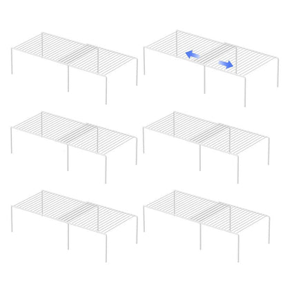 Redrubbit Cabinet Storage Shelf Rack, Expandable Metal Rustproof Kitchen Counter and Cabinet Shelf, Storage Rack Organizer Space Saver for Kitchen, Fridge, Cabinet, Bathroom, White, Set of 6