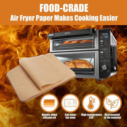 Air Fryer Parchment Paper for Ninja 12-in-1 Double Oven DCT451 DCT401 DCT601 DCT651, 100PCS Air Fryer Disposable Liners for Ninja Foodi Airfryer Combo