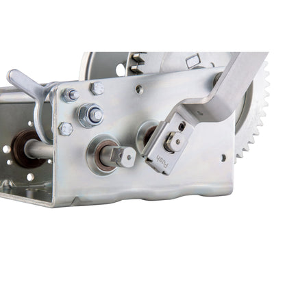 CURT 29532 Hand-Crank 2-Speed Winch, 3,200 lbs, 5.4:1 High, 17.5:1 Low Gear Ratio, 9.6" Handle