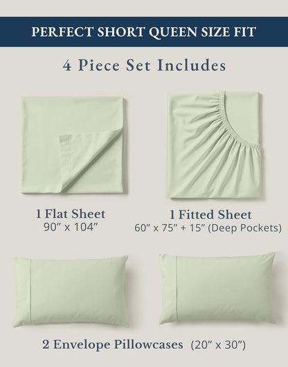 LANE LINEN 100% Organic Cotton Queen Sheet Set - Soft & Breathable Percale Weave, Deep Pocket, Hotel-Quality - Mineral Color