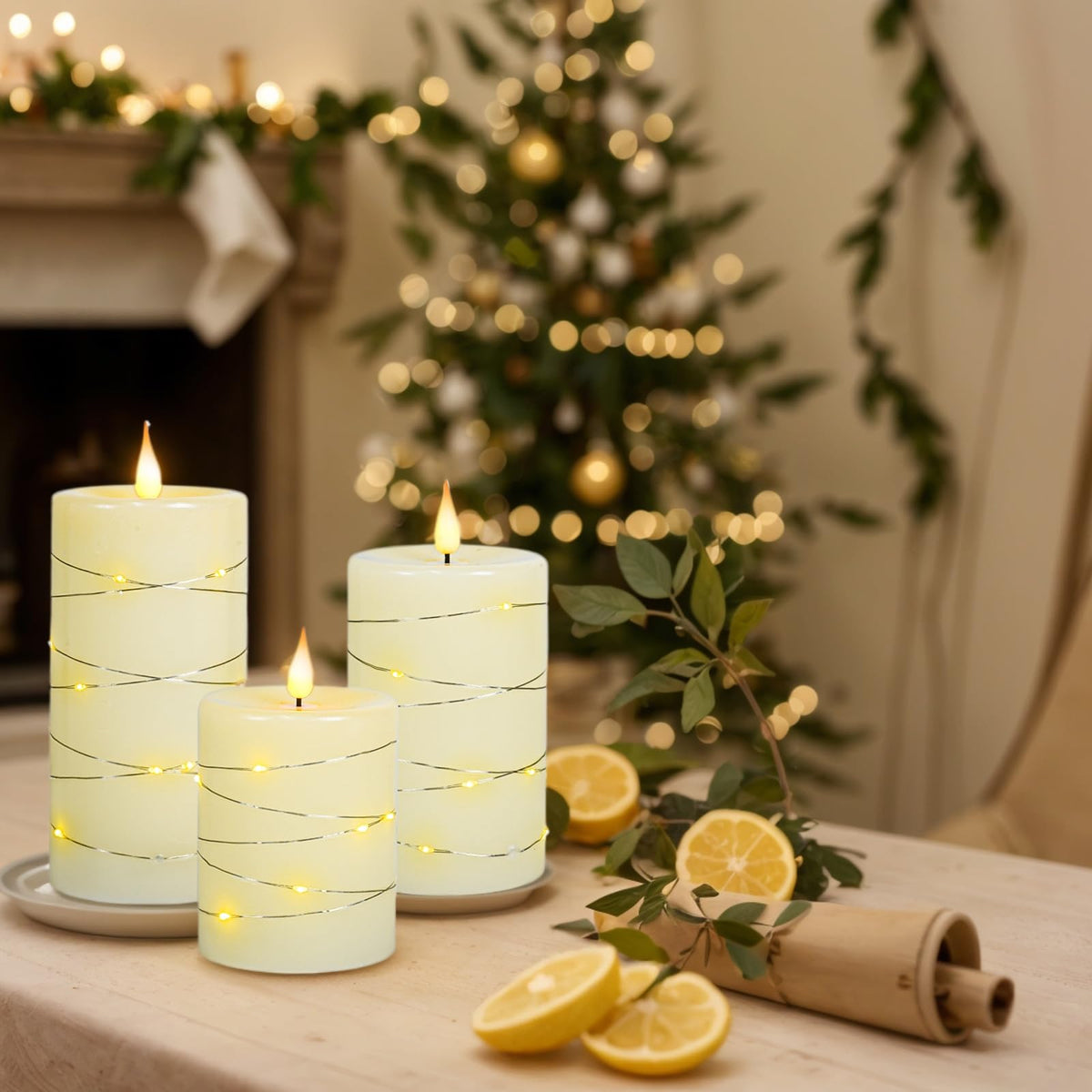 Homwamee 3 Pcs Flameless Candles with Remote Control, Battery Operated Candles LED Pillar Candle with Timer, 4'' 5'' 6'' Candles Set of 3 Pack for Wedding Centerpieces Holiday Table Home Decorations
