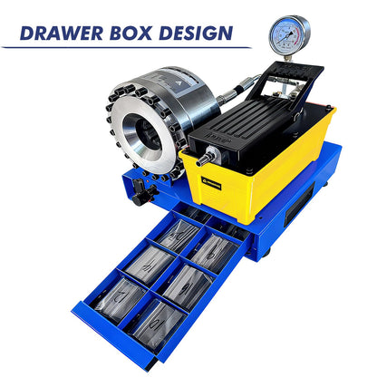 Pneumatic Hydraulic Hose Crimping Machine with 8 Sets of Dies, 40MPa System Pressure, suitable for high-pressure hydraulic hoses and pipes (Plastic Pump Casing)