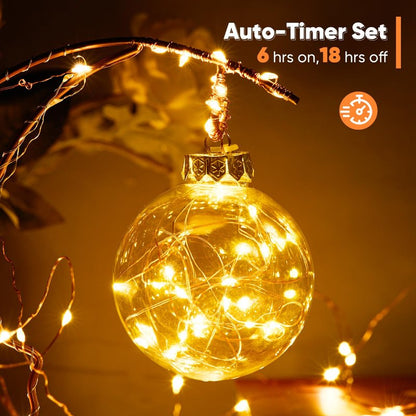 Ariceleo 1 Pack 16.4 Ft. Battery Operated Outdoor String Lights with Remote & Timer, LED Warm White Fairy Lights, Waterproof Twinkle Lights for Bedroom, Dorm, Mason Jar, Wedding, Party, Christmas