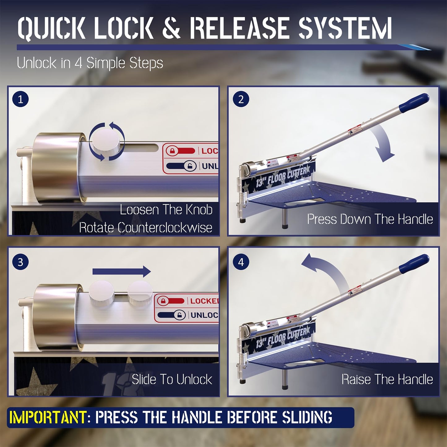 13" Manual Flooring Cutter for Vinyl Plank (LVP/LVT), SPC & Laminate, 0°-45° Angle Cuts, Tungsten Steel Blade, Heavy-Duty Aluminum Frame, Dust-Free Quiet Tool for Installers & Home Renovation