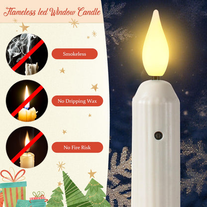 Yungyan 24 Sets Window Candles with Sensor Dusk to Dawn Christmas Window Lights with Suction Cups Battery Operated LED Candlesticks Bulk Flameless Taper Candles for Xmas Holiday Decor (Classic Style)