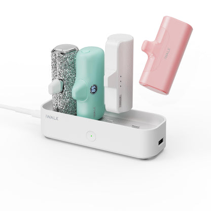iWALK Charger Station for Portable Charger 4500mAh, 4800mAh, 5000mAh Power Bank for iPhone Charging Station Multiple USB-C Family-Sized Charger Station for Home(Station Only), White