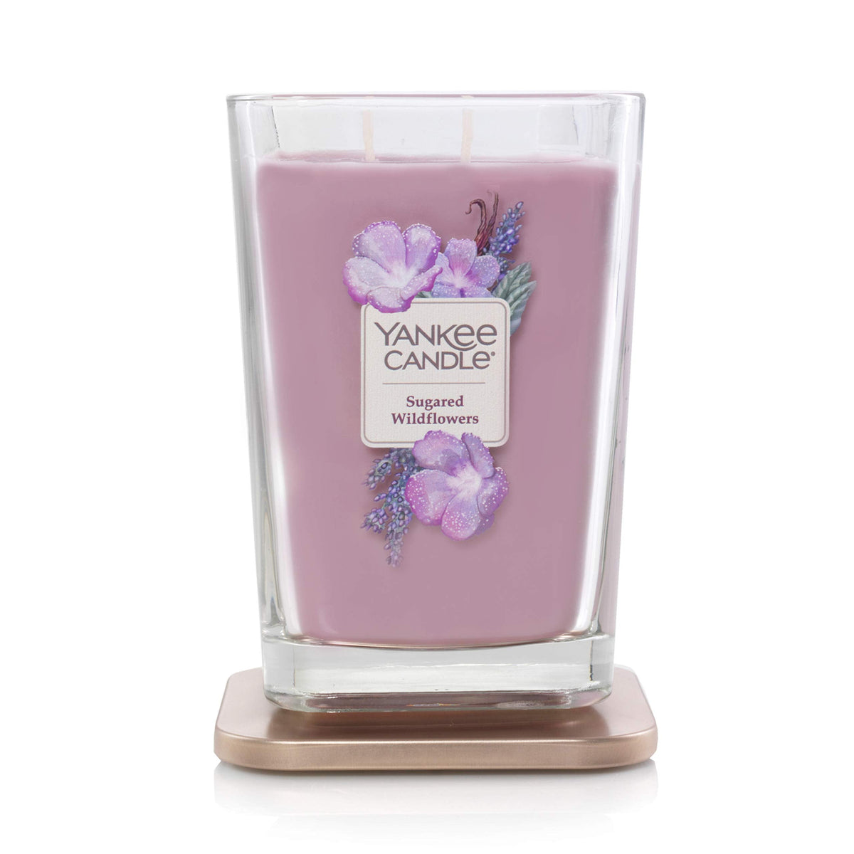 Yankee Candle Elevation Collection with Platform Lid Sugared Wildflower Scented Candle, Large 2-Wick, 80 Hour Burn Time