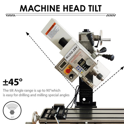 LGXEnzhuo 1300W Milling Drilling Machine R8 Taper Drilling Milling Lathe 50-2250RPM Brushless Motor with 27.5" x 7" Workbench for DIY/Metal/Wood Working 110V