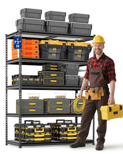 WORKPRO 5-Tier Heavy Duty Metal Shelving Unit, 72”H x 48”W x 24”D, Adjustable Storage Rack with 4000 lbs Capacity, for Garage, Basement, Workshop, Warehouse