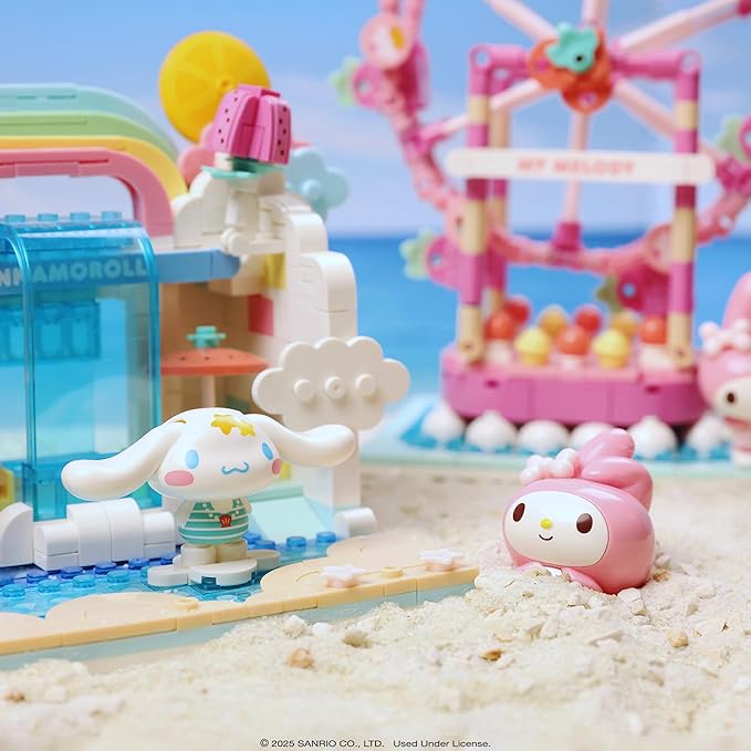 Hamee Sanrio Hello Kitty and Friends ‘Summer Wunderland’ Cute Water Theme Park Building Block Set Birthday Gift Party Favor Stress Relief Collectible Toy Compatible with Lego Block – Kuromi