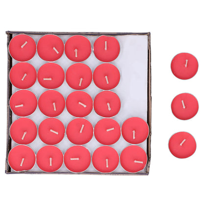 CDQL 50Pcs Tea Light Candles Smokeless Scented Tea Light Candles Round Candles Smokeless Scented Candles Aluminum Alloy Shelled Round Candles Wedding Anniversary Party Supplies (Red), Default