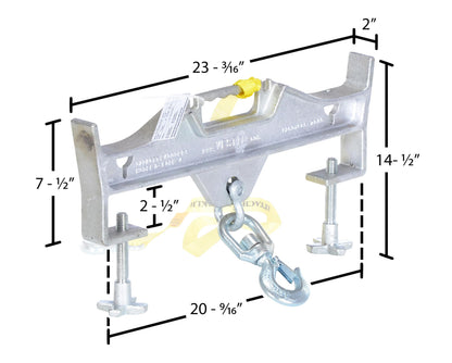 Vestil D-FORK-4-SL Steel Double Swivel Hoist Optioning Hook 2 In x 23-3/16 In x 14-1/2 In 4000 Lb. Capacity Silver