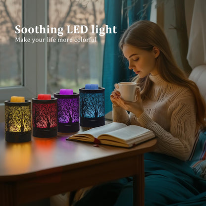 Enaroma Fragrance Wax Melts Warmer with 7 Colors LED Changing Light Classic Black Forest Design Scent Oil Candle Warmer for Home Black Forest