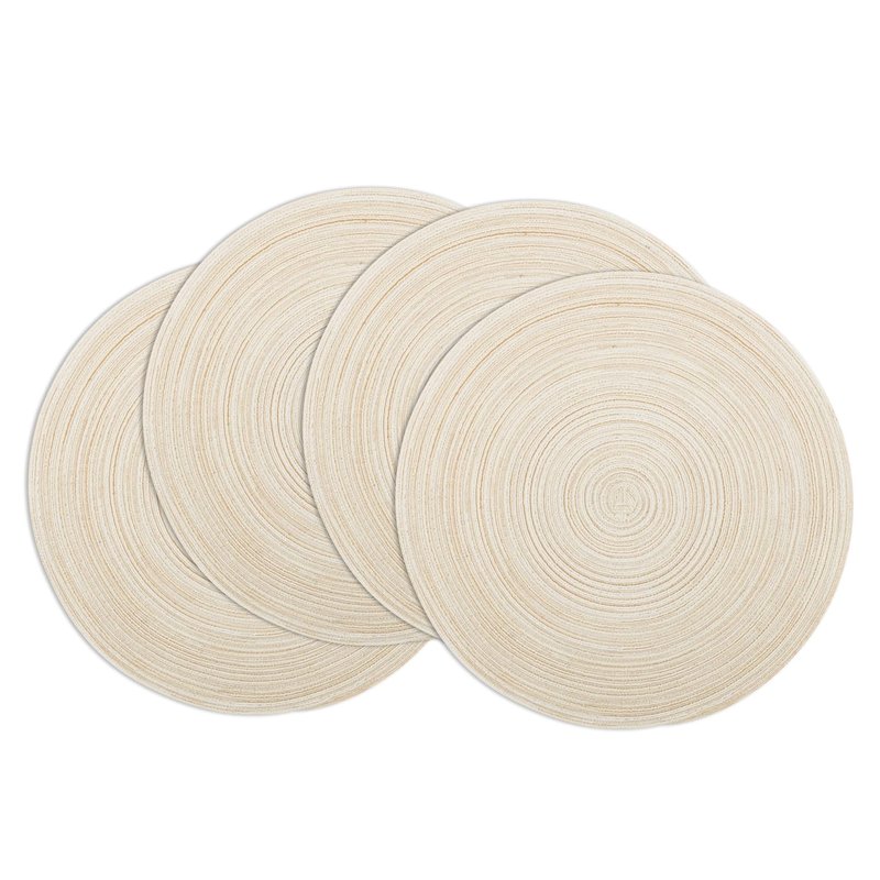 Winknowl Round Braided Placemats Set of 4 Washable Woven Heat Resistant Table Mats for Kitchen Dining Tables 15 inch Round Place Mats (Ivory,4)