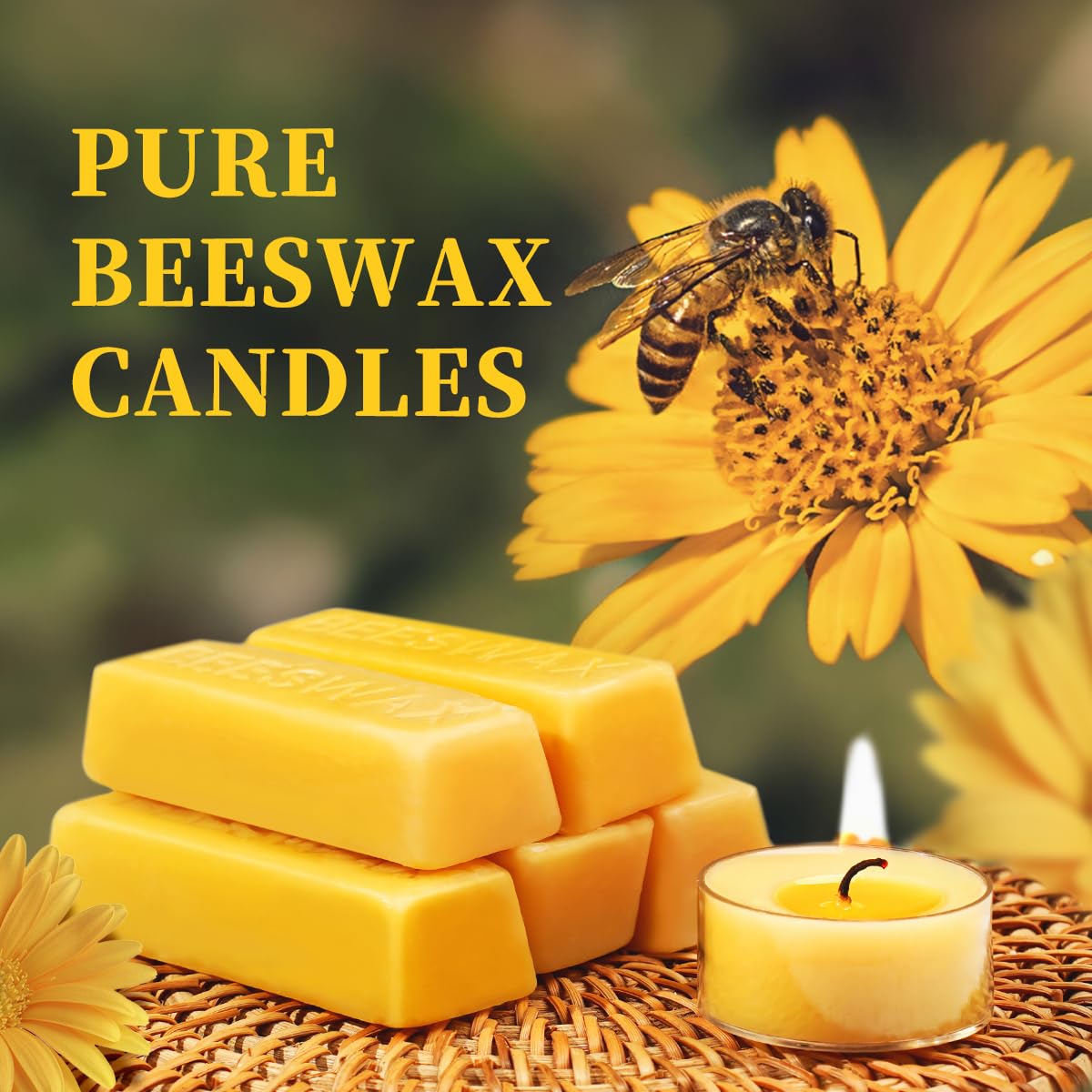 Natural Beeswax Pillar Candle+Beeswax Tealight Candles