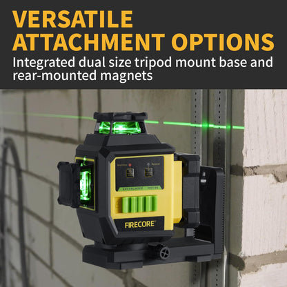 Firecore Laser Level 360 Self Leveling with 60" Tripod, 1/13" High Accuracy, Outdoor Pulse Mode to 197 Ft, Rechargeable Green Cross Line Lazer Leveler Tool for Construction, Home Renovation - F95T-XG