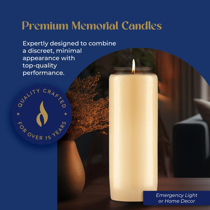 Lerner 9-Day Memorial Candles, 5 Pack, 7” Pillar Prayer Candle in Plastic Jar, Long-Lasting Smokeless Clean Burning Mourning & Shiva Candle for Vigils, Church, Synagogue, Jewish Yahrzeit Candles