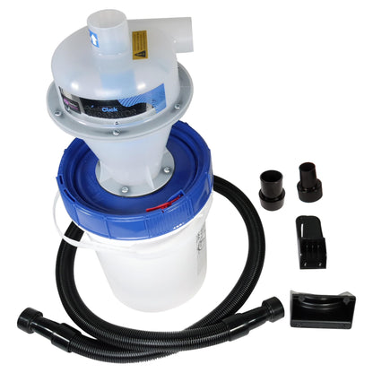 Wall Hung Assembled Quick Click Separator with 5 Gallon Locking Bin and 10 Ft. Commercial Dust Collection Hose
