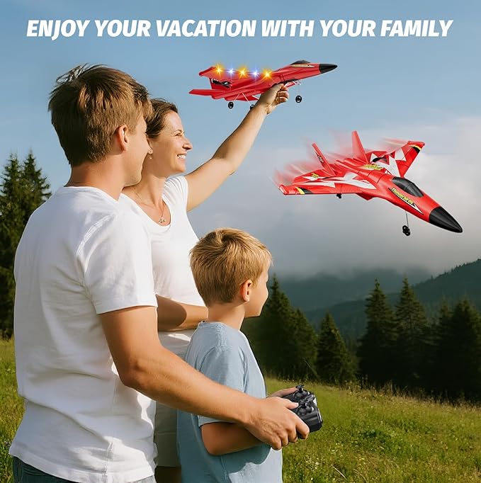 Foam RC Plane Toys with 3 Batteries Remote Control Airplane RC Jet Helicopter Drone Plane for Kids Adults Easy to Fly RC Fighter Remote Control Aircraft with Automatic Balance Gyro for Adult Kids