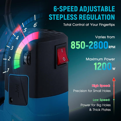 Antstone Mini Benchtop Drill Press 6-Speed 2800RPM Drill Press Rotary Tool Workstation Stand Precision Benchtop Drilling Machine 1200W Electric Portable Table Driller 3.15 Inch Depth