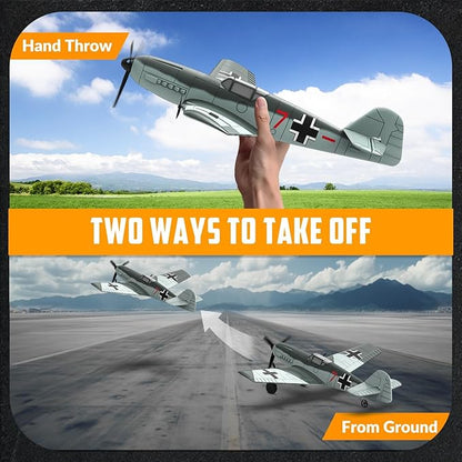 volantexrc RC Plane 3 Channel Remote Control Airplane Fighter Toys 2.4GHz 6-axis Gyro Stabilizer RTF Glider Aircraft Plane Easy to Fly for Adults Beginners (BF109)