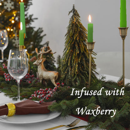 6 Pcs Bayberry Taper Candle Christmas Table Decoration Bayberry Scented Taper Candle Dinner Christma Candles for Christmas Holiday Collection